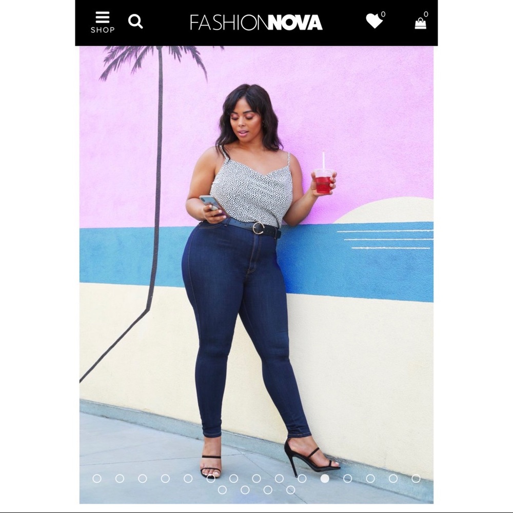 Fashion Nova High Waist Skinny Jeans-Dark Denim